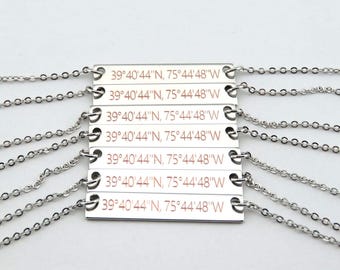 Coordinates Necklace Set 2 to 10, Maid of honor gift Custom Coordinates necklaces mother gift Custom Jewelry Wedding gift bride gift