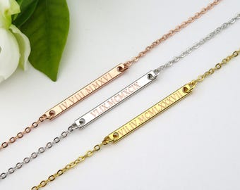 Collier de chiffre romain, chiffres romains, collier de barre sur mesure, Date collier, collier en or Bar, date de mariage, anniversaire, date de naissance
