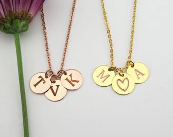 Initials Engraved Necklace, Charm necklace, Friendship necklace, Birthday gift, gifts for mom, gift for daughter,  new mom, custom necklace