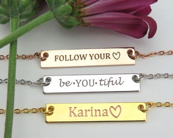 Personalized Necklace Bar Necklace Name Plate College - Etsy Personalized Necklace Bar Necklace Name Plate College - Etsy
