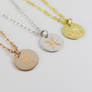 Zodiac Engraved Necklace, Personalized Gift necklace, Leo Necklace, Horoscope necklace, Horoscope sign necklace, custom necklace