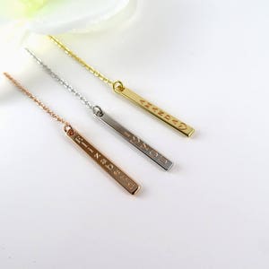 Mothers day gift, Lariat Y Necklace, Bar drop Necklace, Personalized Vertical Custom Necklace, Y Necklace, Rose gold, Gold, Silver Necklace image 3