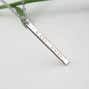 Mom necklace, Baby name necklace, Vertical bar necklace, Engraved Personalized necklace, Custom Baby name necklace Mothers day gift for mom image 5