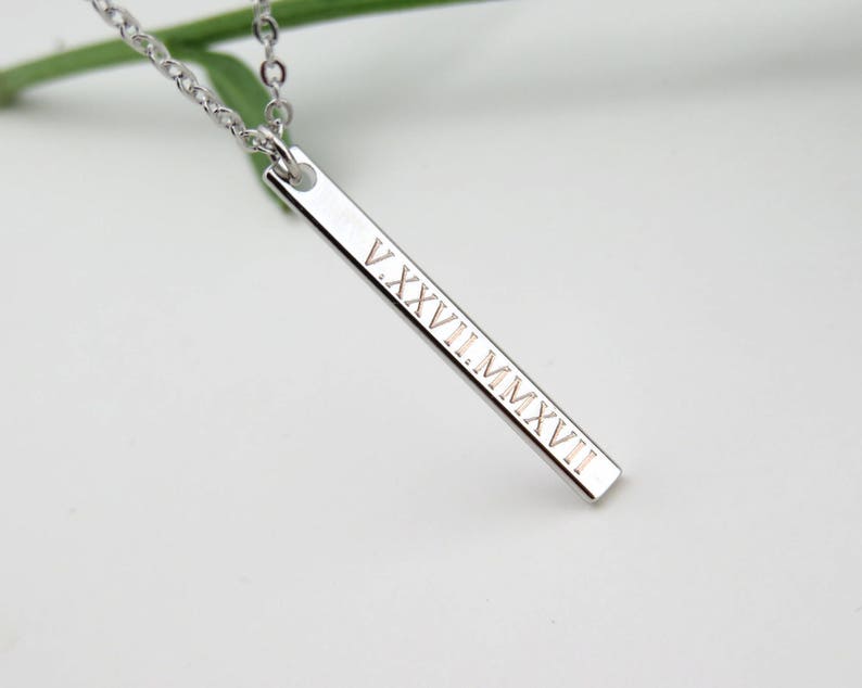 Mom necklace, Baby name necklace, Vertical bar necklace, Engraved Personalized necklace, Custom Baby name necklace Mothers day gift for mom image 5