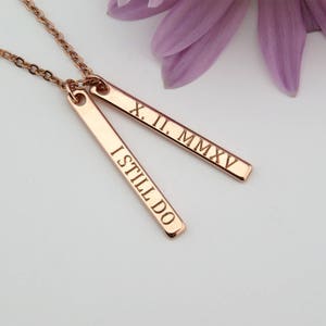 Roman Numeral Necklace, Custom Bar Necklace, Date Necklace, Birthday Gift, Gold Bar Necklace, Wedding date, Anniversary date, VIcJewelry