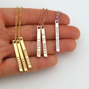 Mom necklace, Baby name necklace, Vertical bar necklace, Engraved Personalized necklace, Custom Baby name necklace Mothers day gift for mom