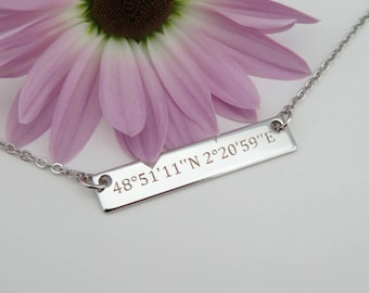 Custom Name, Latitude Longitude Necklace, Custom Coordinates necklace, Name necklace, coordinates jewelry, by VicJewelry