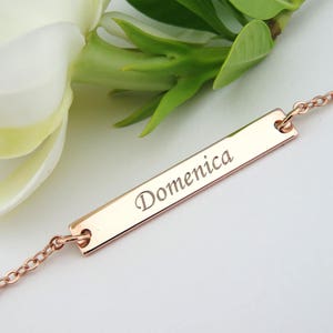 Mom's gift, Rose Gold or Silver Bar Necklace, Mothers day, Engraved Necklace, Customized Name Bar Necklace, Personalized Gold Bar Necklace image 3