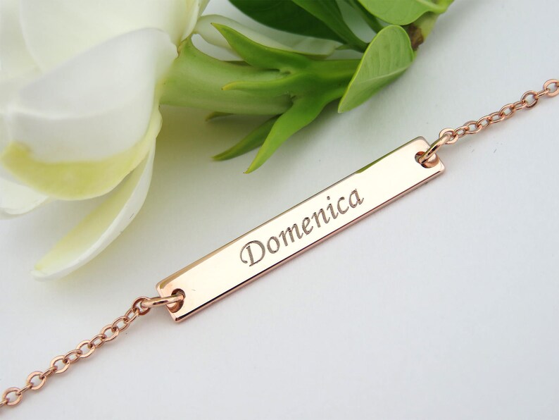 Mom's gift, Rose Gold or Silver Bar Necklace, Mothers day, Engraved Necklace, Customized Name Bar Necklace, Personalized Gold Bar Necklace image 3