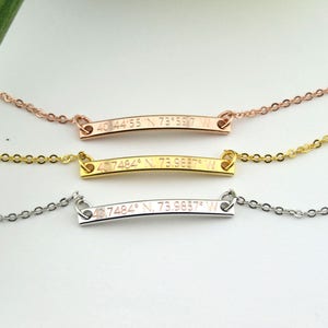 Rose Gold Coordinates Bracelet, coordinates engraved bracelet, custom coordinates bracelet, GPS coordinates bracelet, location bracelet