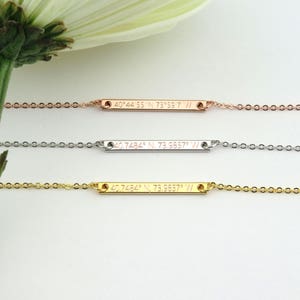 Silver Plated coordinates necklace, custom coordinates necklace, engraved coordinates necklace, custom gps location coordinates,