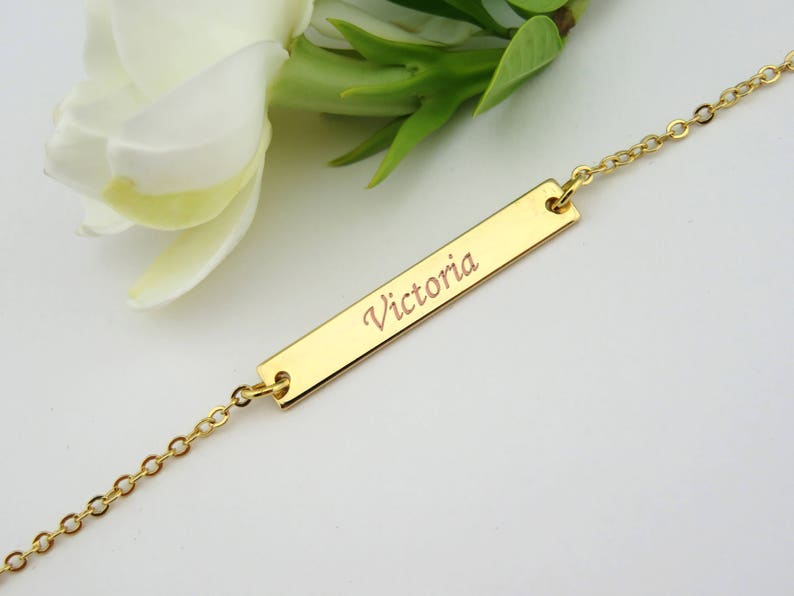 Mom's gift, Rose Gold or Silver Bar Necklace, Mothers day, Engraved Necklace, Customized Name Bar Necklace, Personalized Gold Bar Necklace image 4