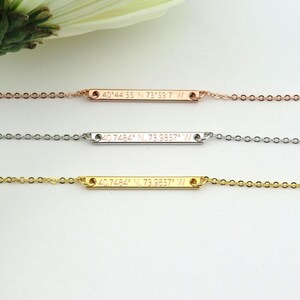 coordinates necklace, custom coordinates necklace, engraved coordinates necklace, custom gps location coordinates,