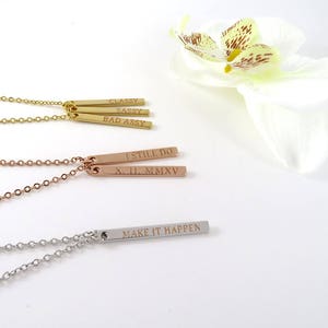 Mom necklace, Baby name necklace, Vertical bar necklace, Engraved Personalized necklace, Custom Baby name necklace Mothers day gift for mom image 6