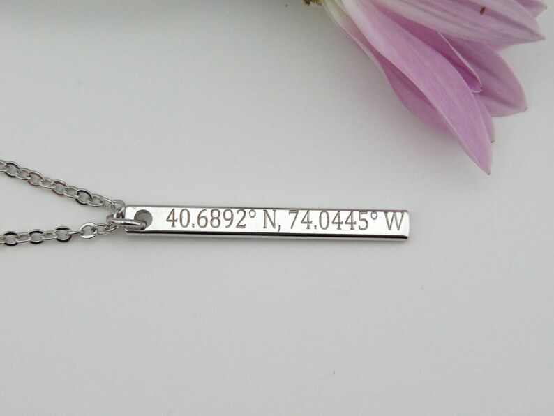 Location Necklace, Coordinates Necklace, Latitude Longitude Necklace, GPS, Custom Coordinates Necklace, VicJewelry image 3