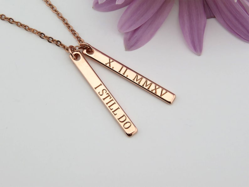 Mom necklace, Baby name necklace, Vertical bar necklace, Engraved Personalized necklace, Custom Baby name necklace Mothers day gift for mom image 4