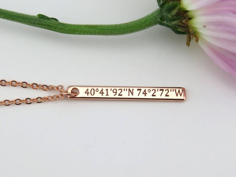 Location Necklace, Coordinates Necklace, Latitude Longitude Necklace, GPS, Custom Coordinates Necklace, VicJewelry image 4