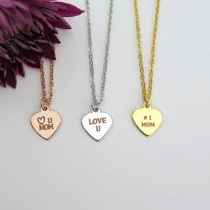 Gift van de dag van de moeders hart ketting moeder van dochter gegraveerde ketting cadeau Rose goud goud zilver gepersonaliseerde Gift Gift voor vrouw # 1 mamma