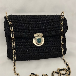 Schwarz Metallic Crossbody Tasche Leder Häkeltasche Strickhandtasche Luxus Abend Metallic Pouch Frauen Elegante Schultertasche Muttertagsgeschenk