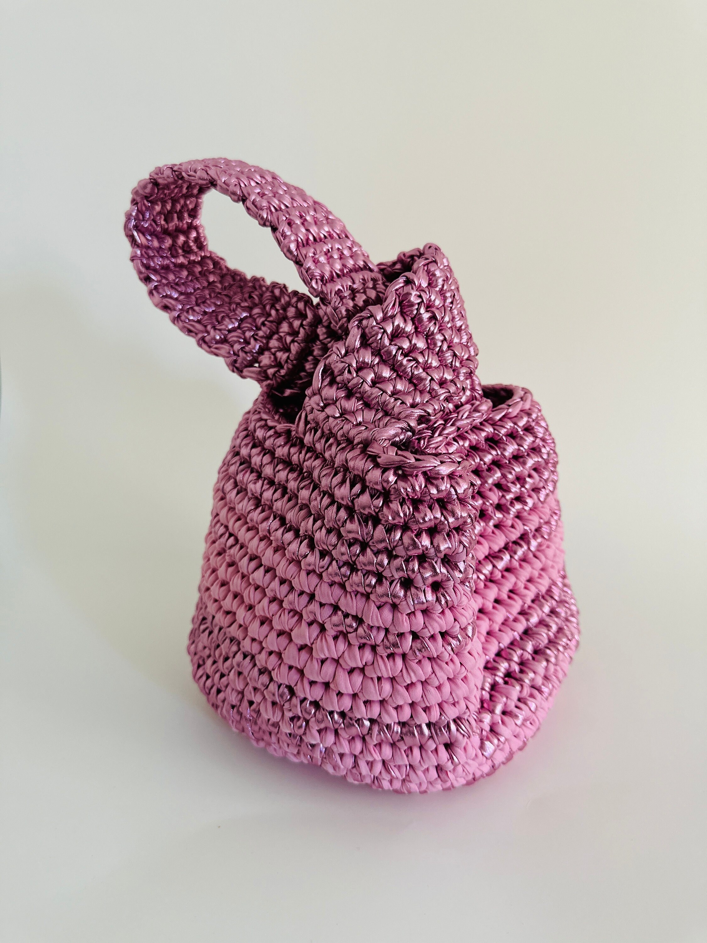 Crochet Knot Bag Japanese Wristlet Bag T-shirt Yarn Bucket