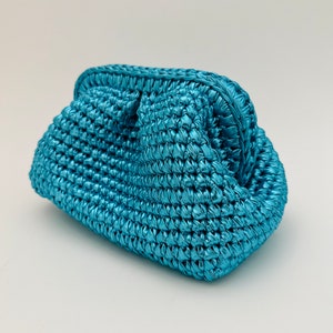Häkeln Metallic Wolke Tasche Türkis Clutch Tasche Abend Abendtasche häkeln Handgemachte Metallic Tasche Häkeln Bast Tasche Gestrickte Geschenk für Frauen