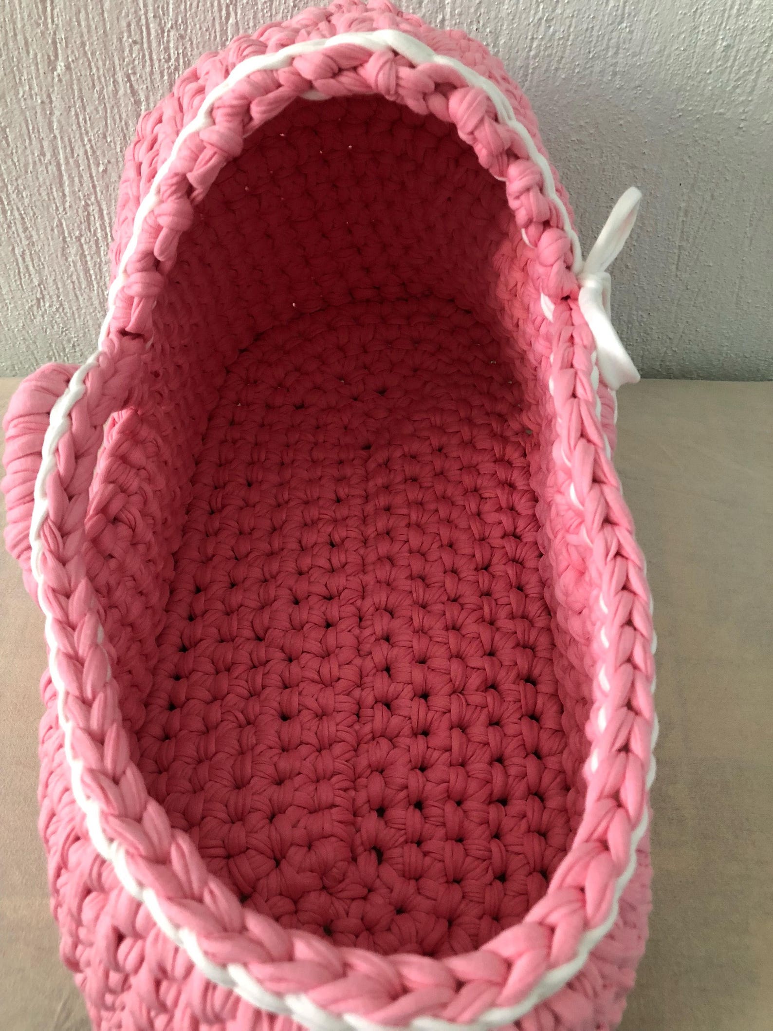 Baby Doll Crochet Doll Moses Basket Pink Baby Doll Etsy