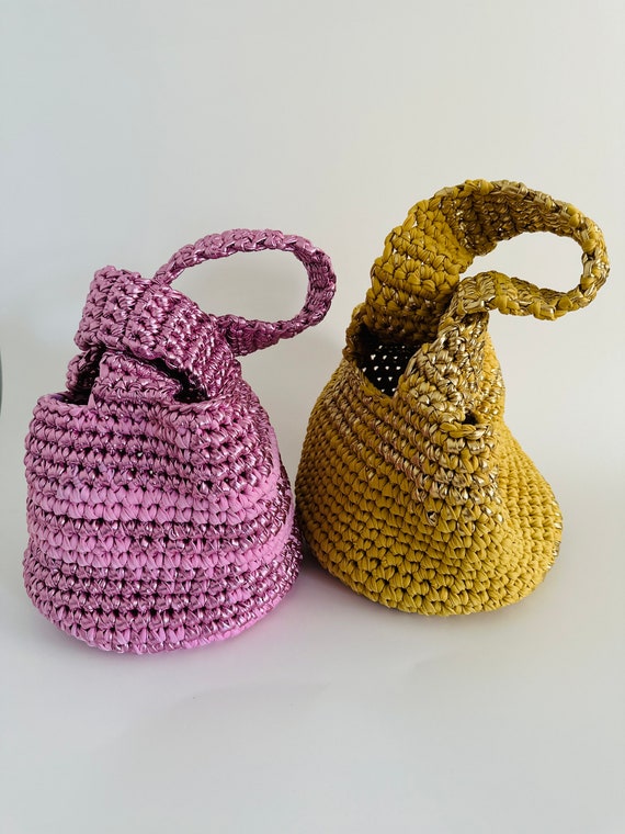 Crochet Knot Bag Japanese Wristlet Bag T-shirt Yarn Bucket