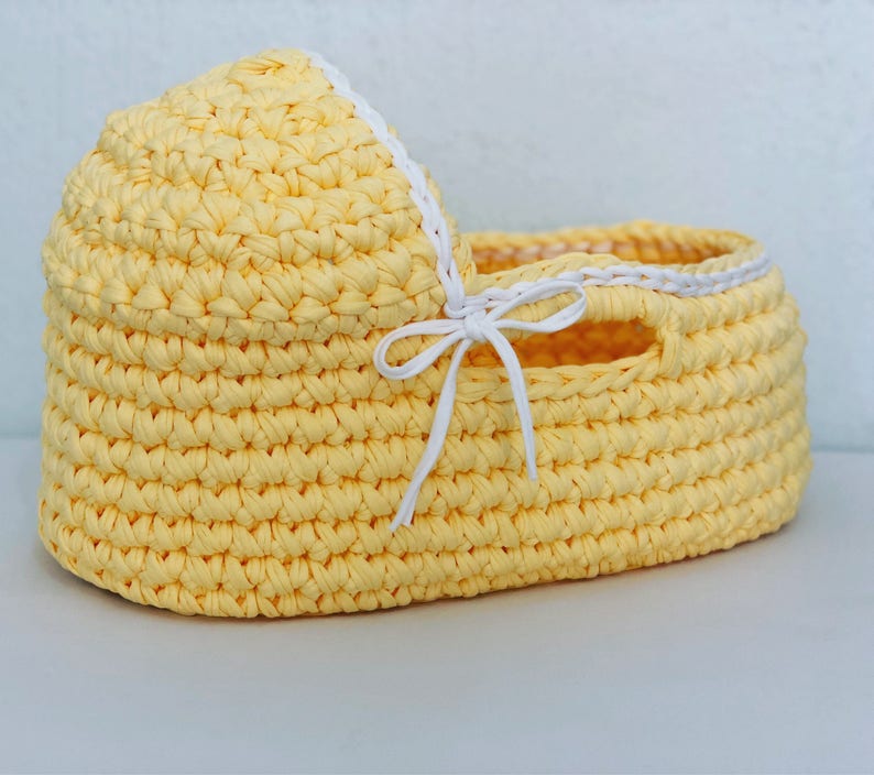 Crochet Doll Basket Baby Doll Moses Basket Baby Doll Etsy