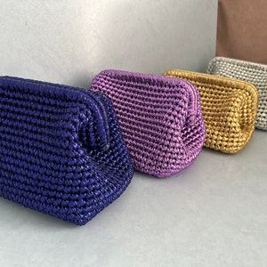 Stylish Metallic Clutch bag Handmade Crochet Purse with Metallic Yarn - Perfect for Evening Events and Parties