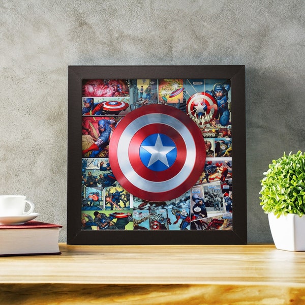 Captain America Shield Comic Book 3D Shadow Box Decor