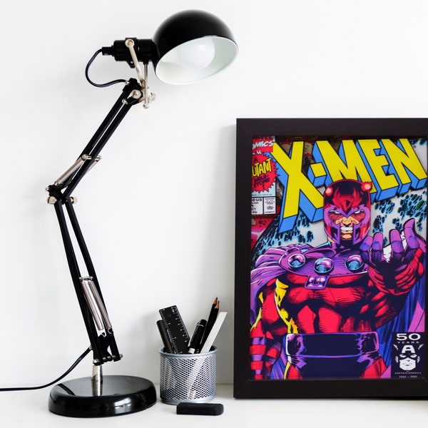 X-Men Comic Book Cover Shadow Box Wall Art,  Magneto Comic Book Cover, Handmade X Men Comic Book Gift for Comic Book Fans