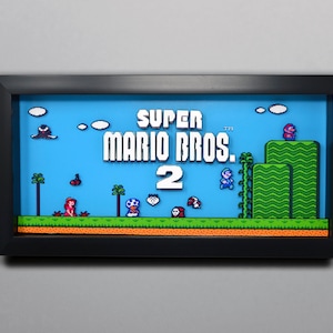 Super Mario Bros 2 Video Game 3D Shadow Box Wall Art