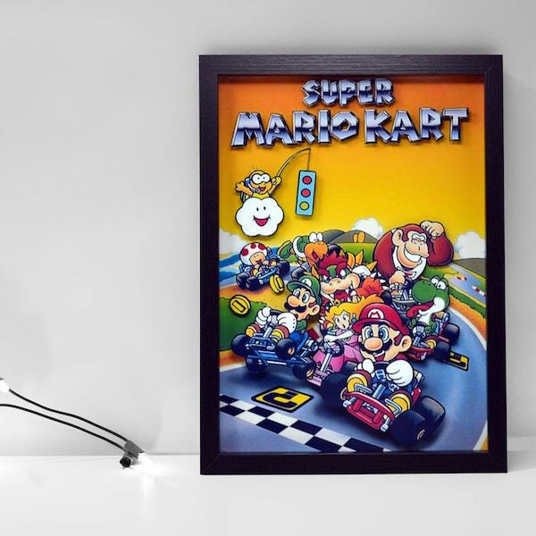 Super Mario Kart Video Game 3D Shadow Box Decor