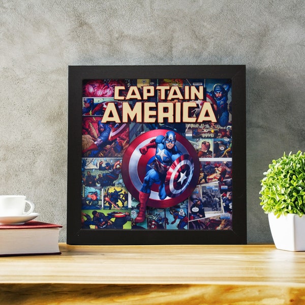 Captain America Comic Book 3D Shadow Box Decor