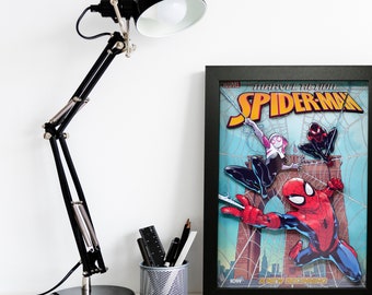 Spiderman Comic Book Cover Shadow Box Wall Art, Handmade Spider Man Comic Book Gift for Comic Book Fans