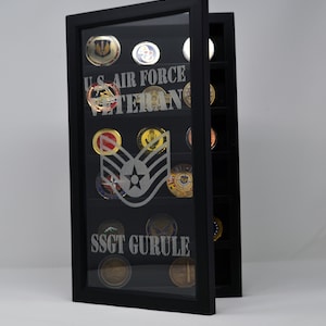 Custom Military Challenge Coin Display Case: Free Engraving, Wall Mounted