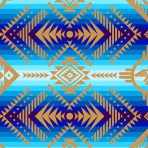 New Mexico Thunderbird Fabric in Blue