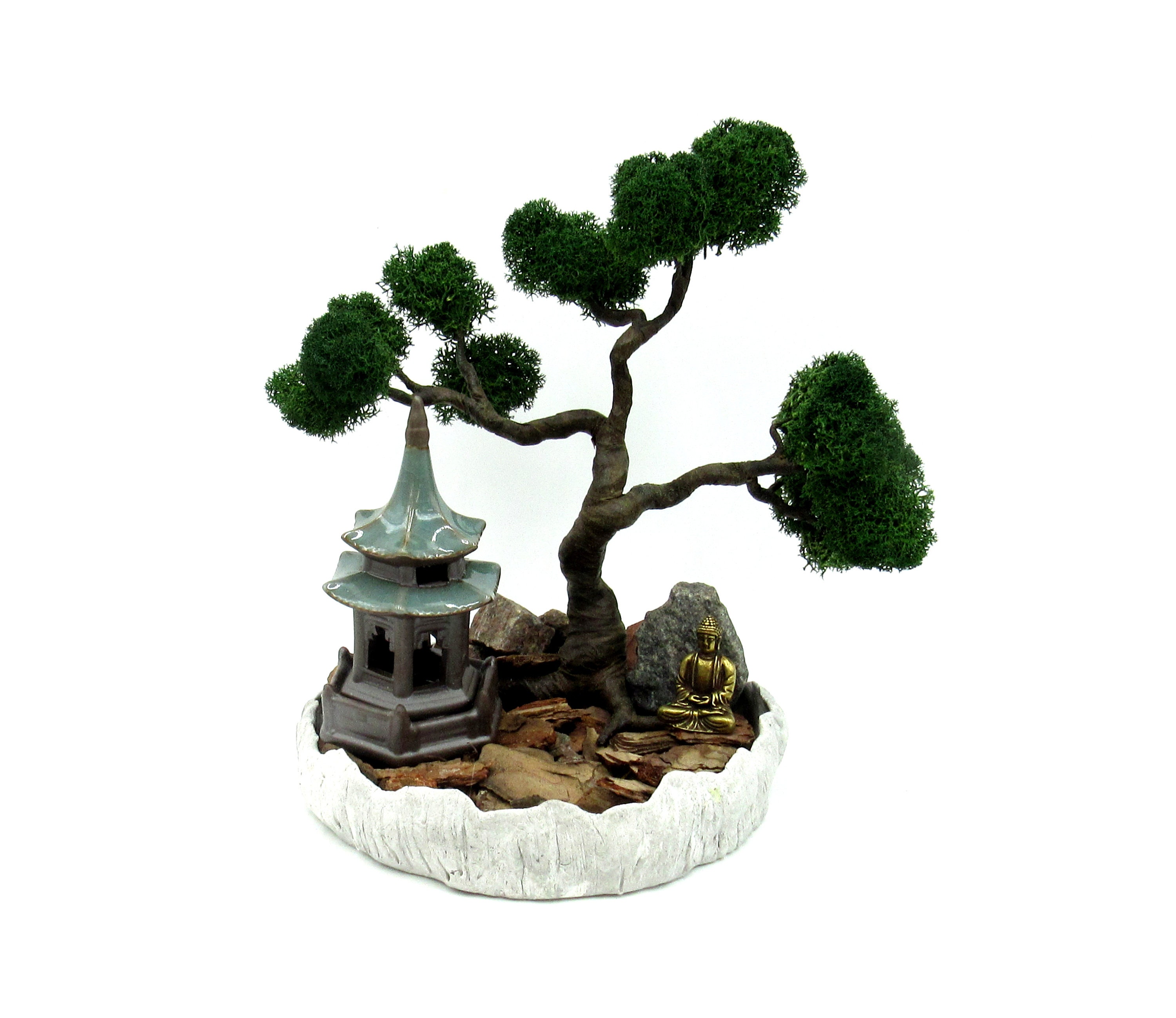 Pagoda statue Artificial bonsai tree Cooper Buddha statue Mini Etsy
