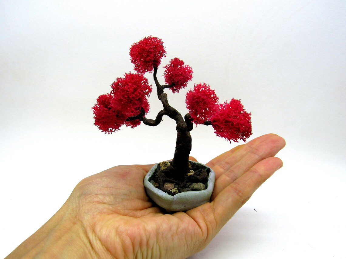 Pink Bonsai tree Artificial bonsai garden coworker gifts for Etsy