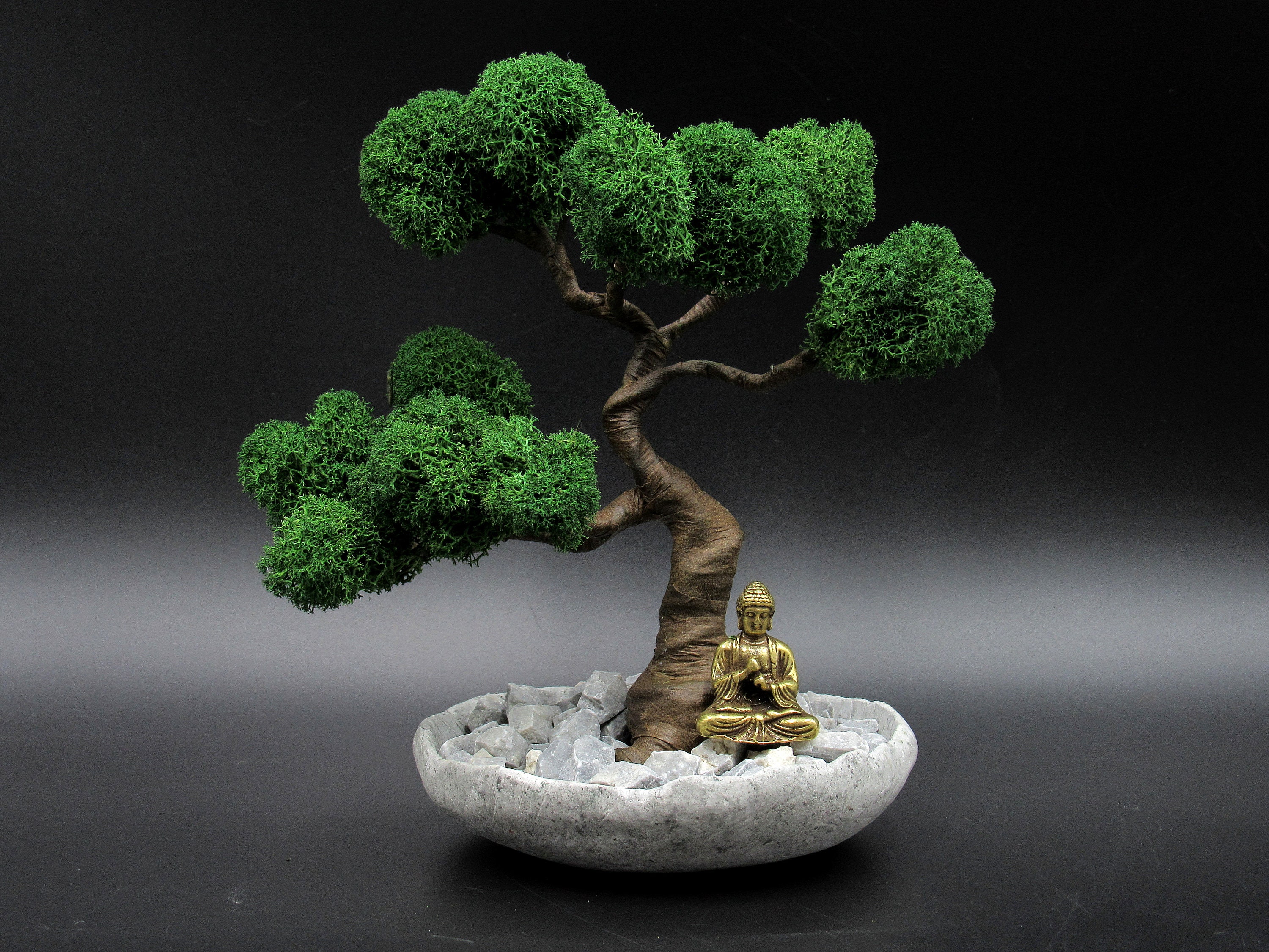 Mini Zen Garden Cooper Buddha Statue Artificial Bonsai Tree Etsy UK