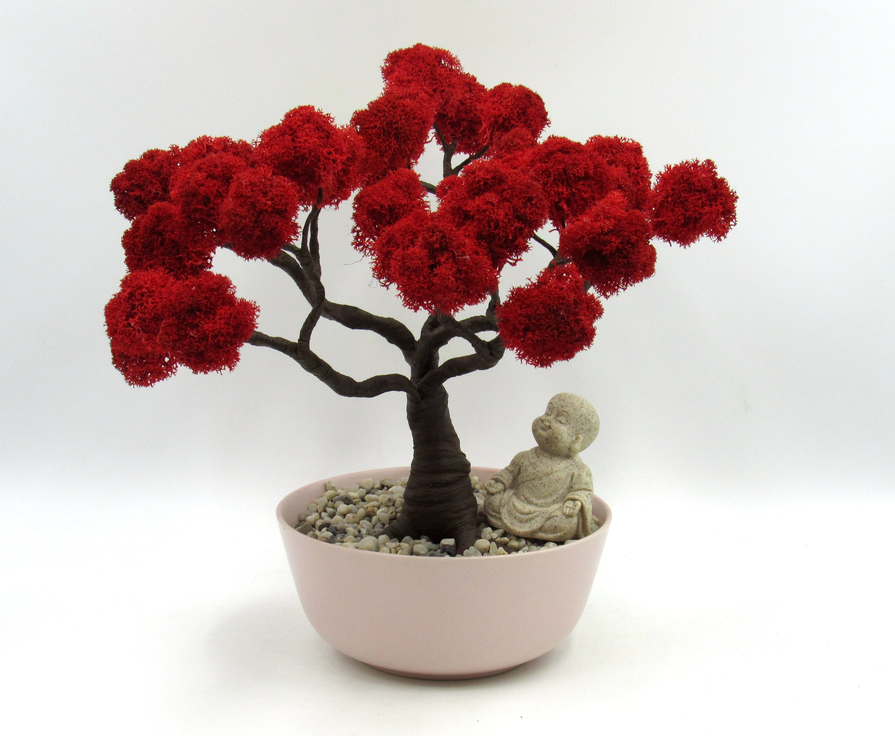 Red Artificial bonsai tree Desktop zen decor Etsy