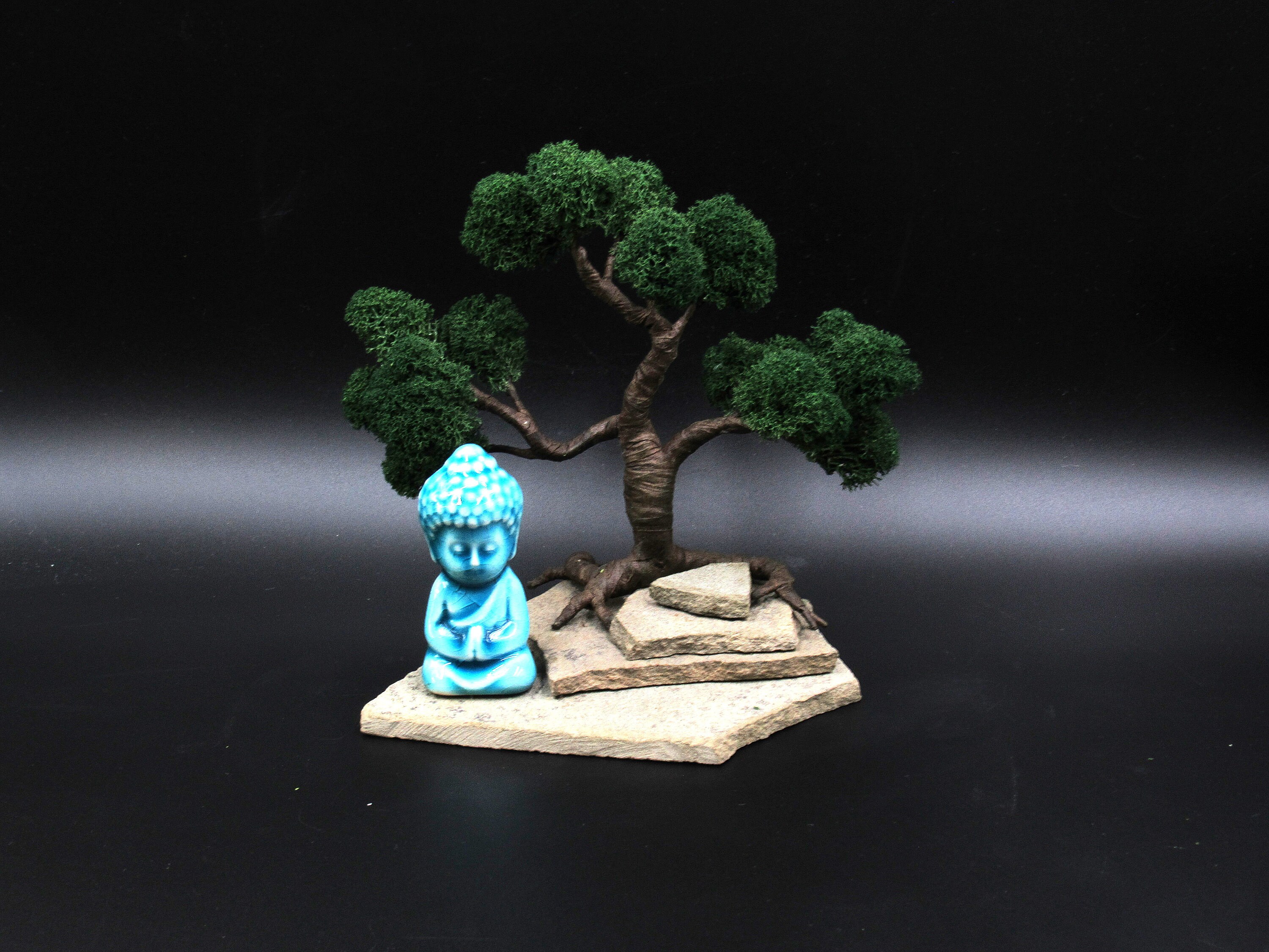 Desktop Mini Zen Garten Miniatur weiß Buddha Statue grün | Etsy