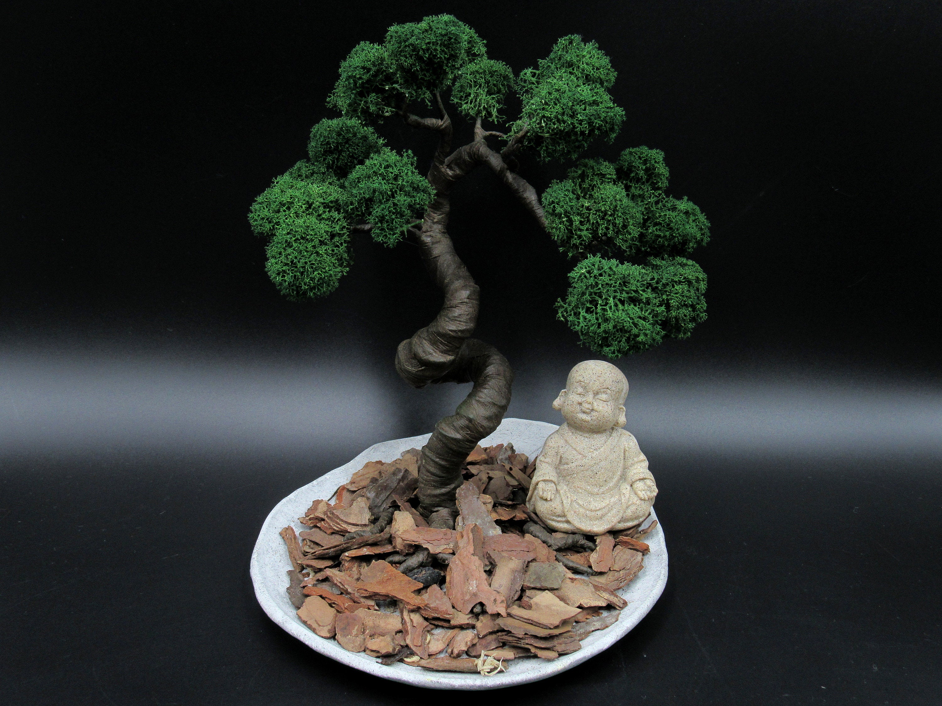 Zen Garten Buddhistische Mönch Statue Künstlicher Baum | Etsy