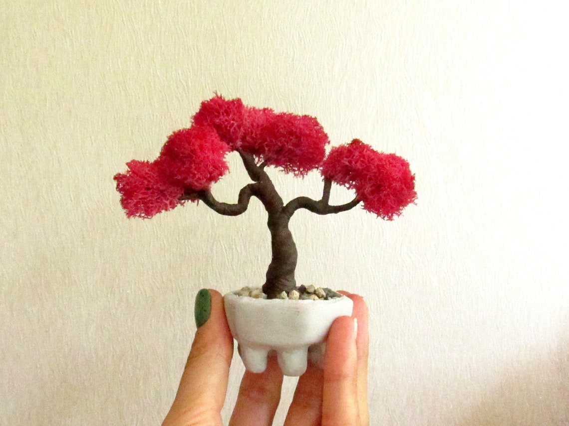 Pink Bonsai tree Artificial bonsai garden coworker gifts for Etsy