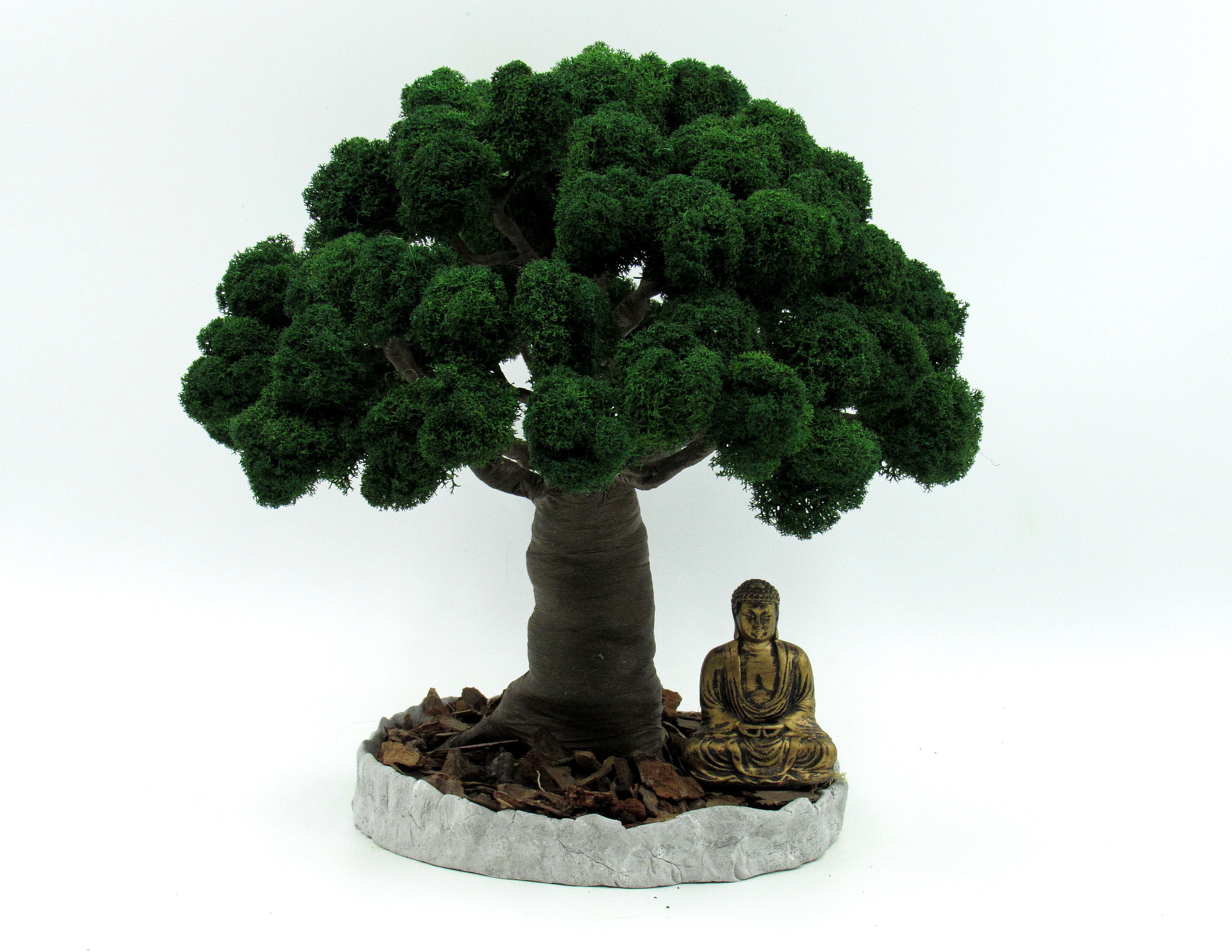 Artificial Bonsai tree Zen garden with Buddha fake plants Etsy