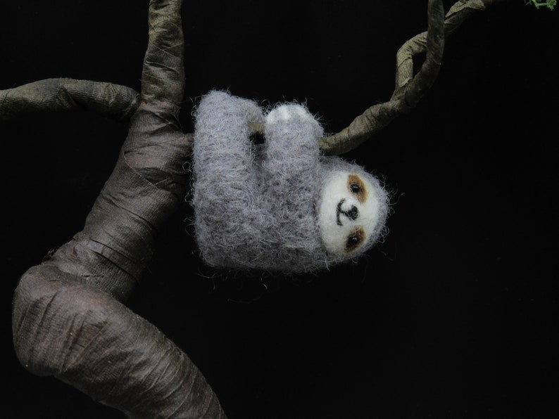 Fake bonsai tree with a needle felted sloth | Etsy