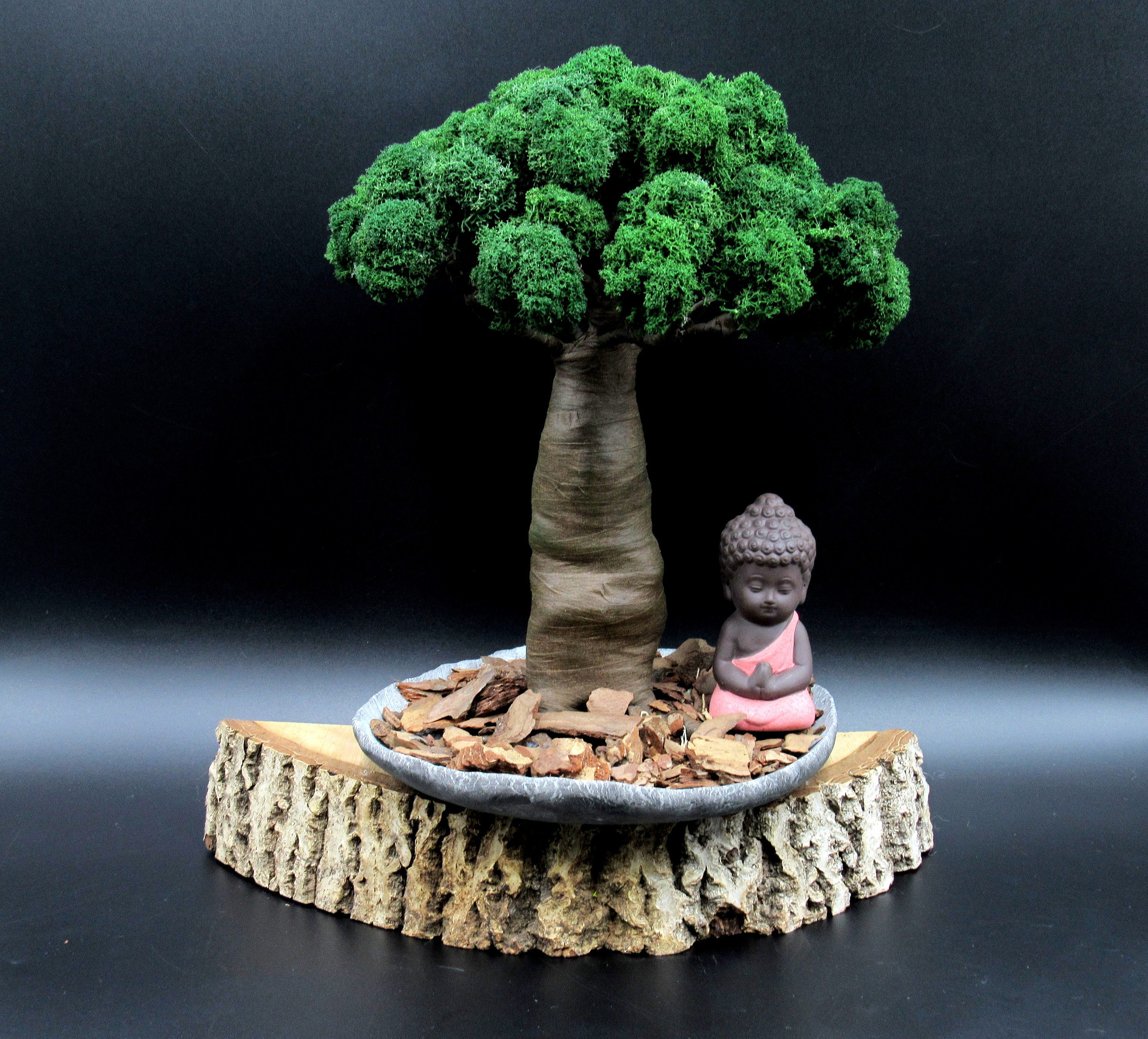 Artificial Bonsai tree Zen garden with Buddha Baobab tree Etsy