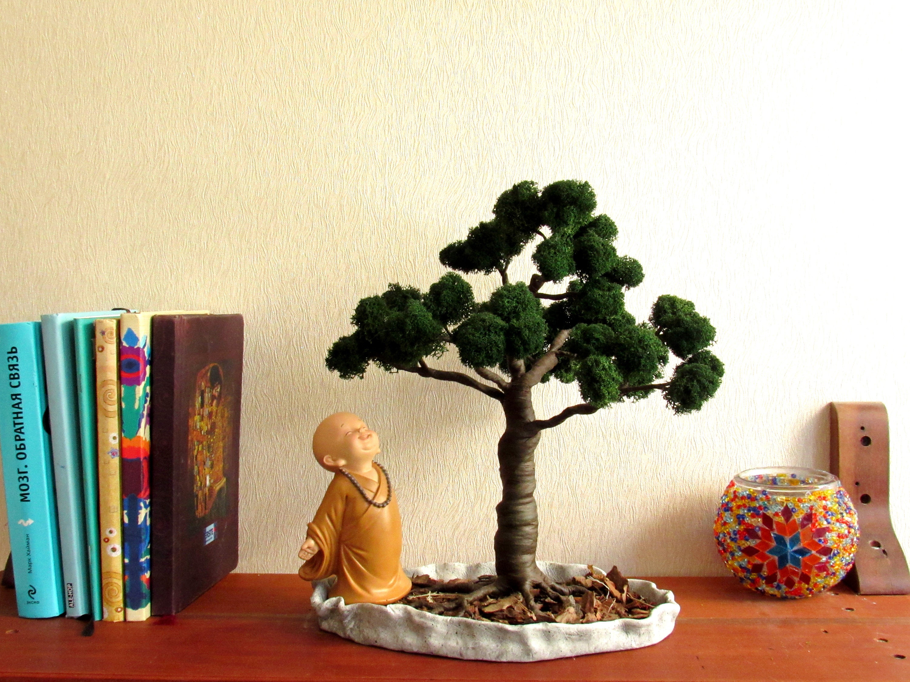 Artificial Bonsai tree pot and Buddhist monk Zen garden Etsy