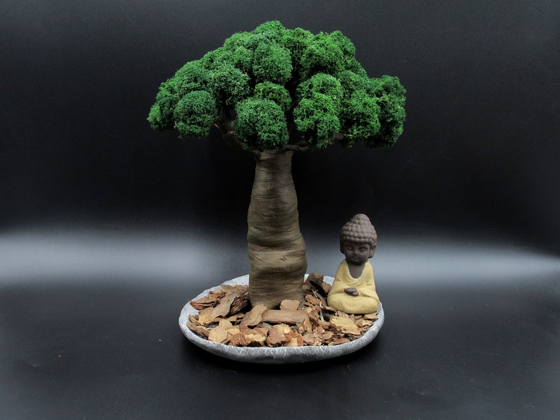 Artificial Bonsai Tree Zen Garden With Buddha Baobab Tree Etsy