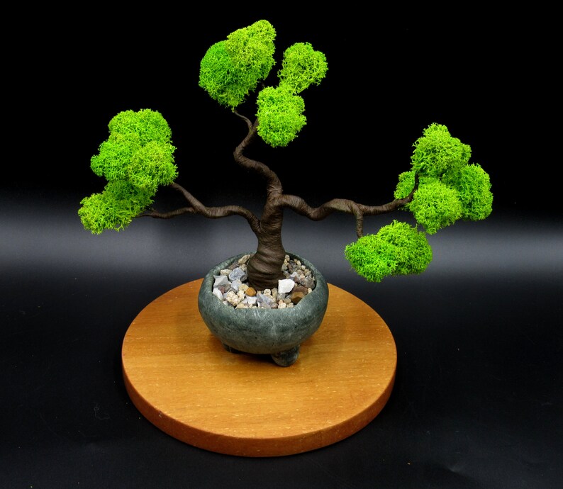 Light green artificial bonsai tree with polymer clay pot Etsy
